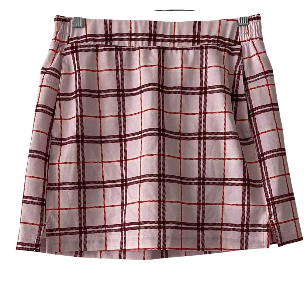 Lady Hagen Pink Plaid Golf Skort Skirt Small